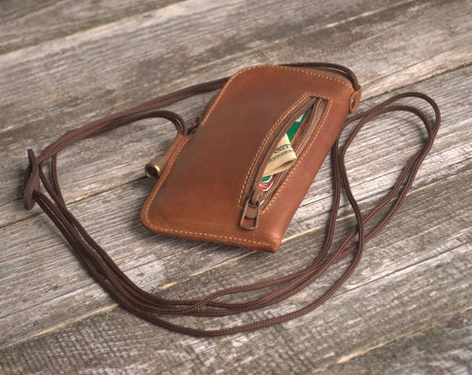 Italian Leather Case, Crossbody Bag for Nokia, Black and Brown Cover with Zipper Pocket