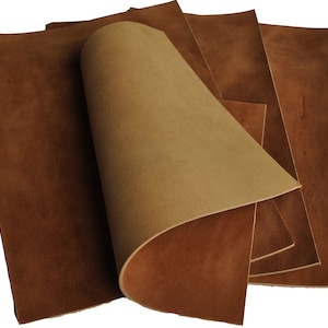 Fogli di pelle italiana pieno fiore marrone da 2 mm di spessore. Pannelli fai da te pretagliati, perfetti per piccoli progetti, artigianato, hobby, arte.