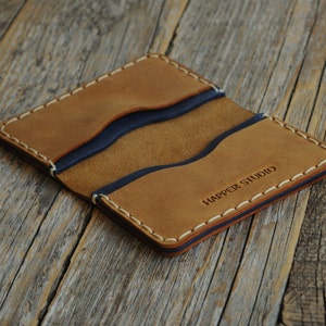 Brown and Blue Leather Wallet. Rustic Style, Unisex Pouch Kartenhülle ...