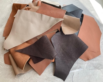 Full Grain Soft Italian Leather Pieces Sheets for DIY, Crafts, Hobby. 1,3mm thickness 3 oz. Scraps. 500g - 1kg