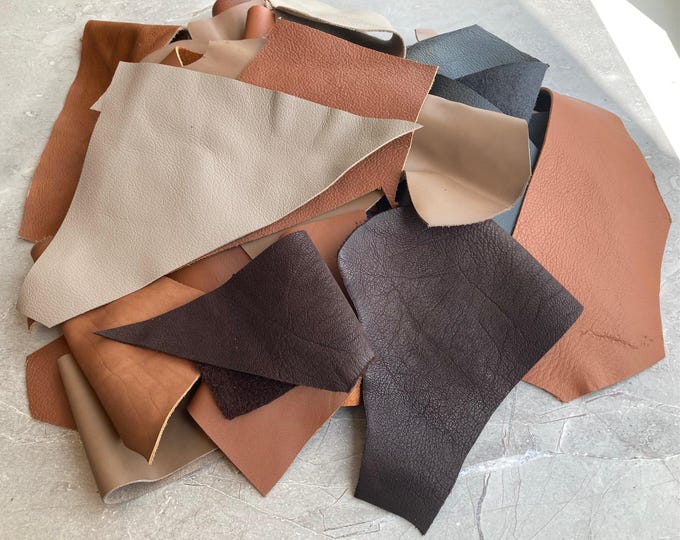 Full Grain Soft Italian Leather Pieces Sheets for DIY, Crafts, Hobby. 1,3mm thickness 3 oz. Scraps. 500g - 1kg