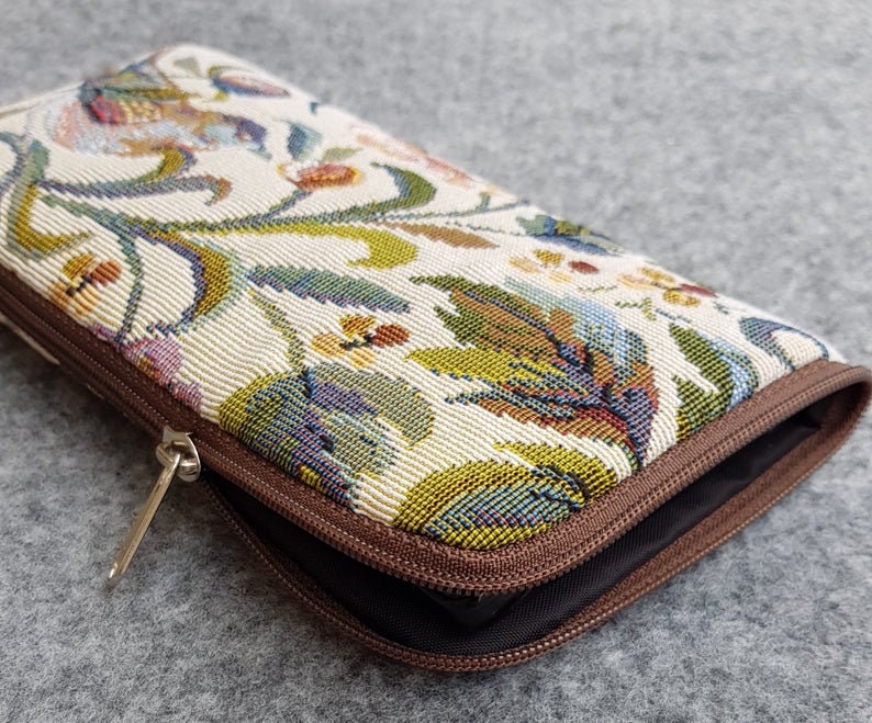 Pouch Zip Fastener Cover Purse Sleeve Bird Print Upholstery Fabric Case for Nokia
