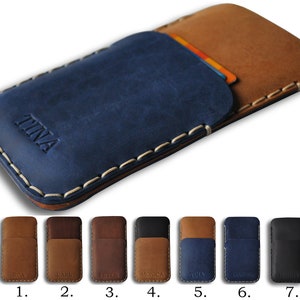 Leather Case for iPhone, Pouch Sleeve with Credit Card Holder, Free Personalisation