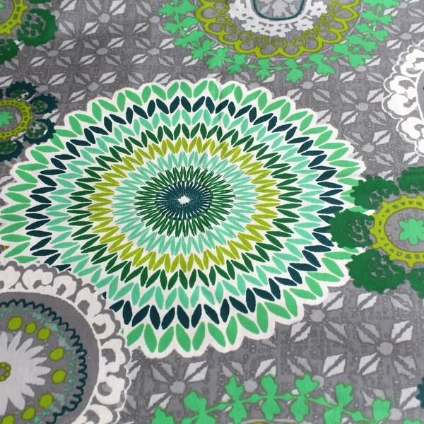 Tissu enduit  50x70 cm mandalas gris et vert