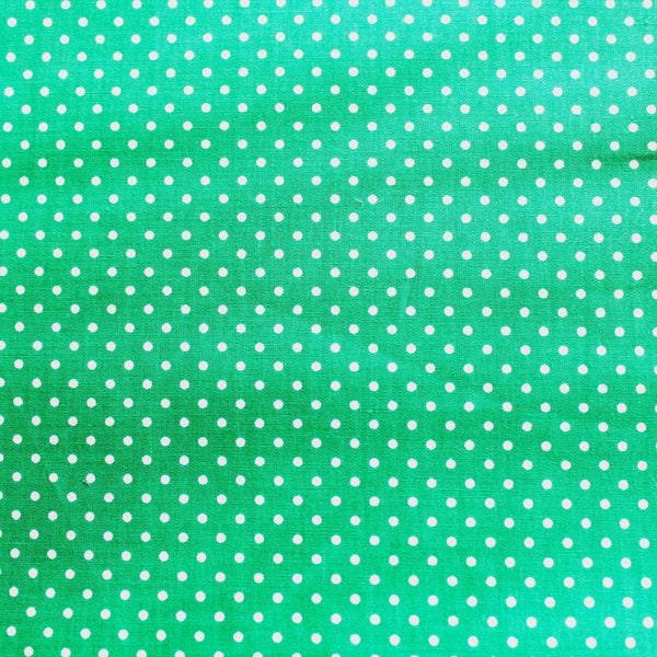 Coupon tissu à pois vert et blanc 50x70 cm