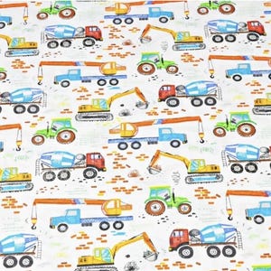 Cotton boy&#39;s fabric, construction site, 50x80cm