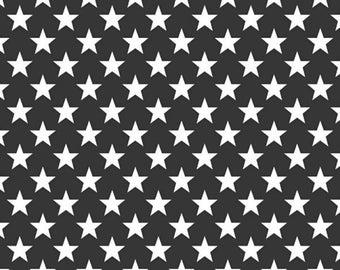 Tissu coton étoiles noir et blanc  50x72 cm