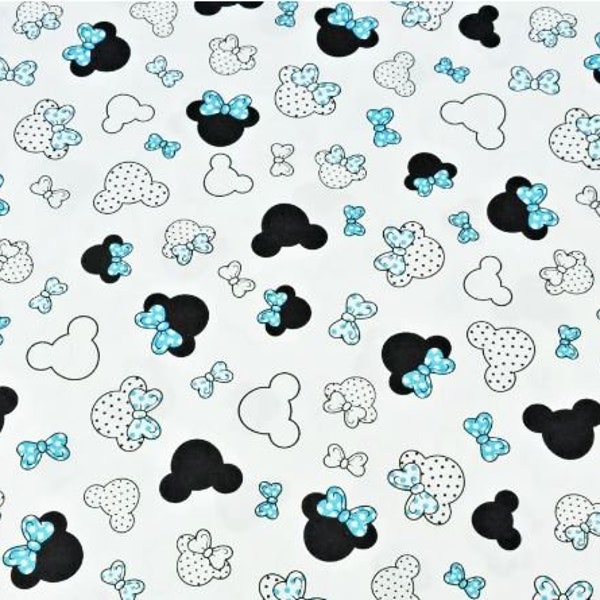 Coupon tissu Minnie turquoise 50x80 cm