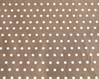 50x70cm Baumwollstoff mit braunen und weißen Polka Dots