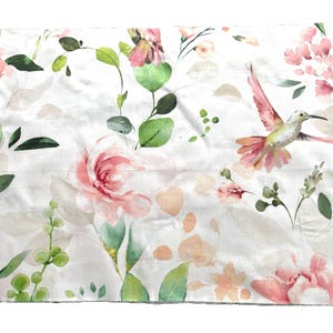 Baumwollstoff Kolibris und Blumen 50x73 cm