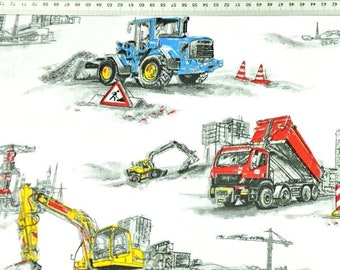 Boy's construction site cotton fabric 50x80cm