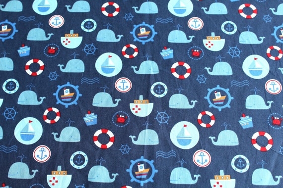 Fabric coupon 50x70 cm whales