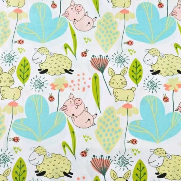 Coupon tissu enfant petits cochons 50x80 cm