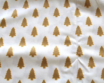 Tissu coton Sapins de Noël  dorés 50x80 cm