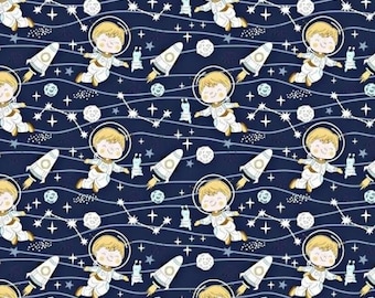 Coupon fabric cosmonaut marine 50x80 cm