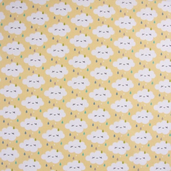 Tissu coton nuages jaune  50x70 cm