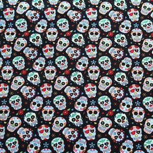 Multicolored skull fabric 50x72 cm