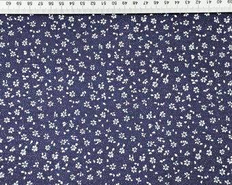 Coupon tissu petites fleurs marine et blanc 50x70 cm