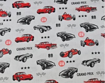 Grand-Prix-Auto-Baumwollstoff, 50 x 80 cm