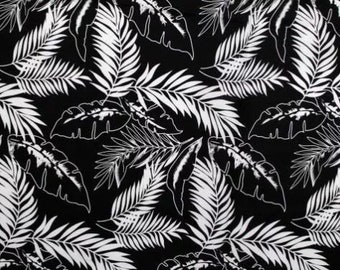 Coupon tissu coton tropical noir et blanc 50x75cm