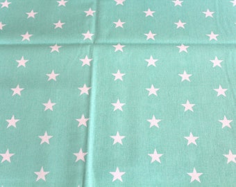 Mint stars cotton fabric 50x80cm