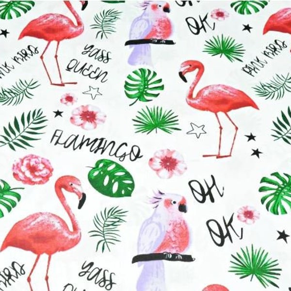 Tissu tropical flamands roses 50x80cm