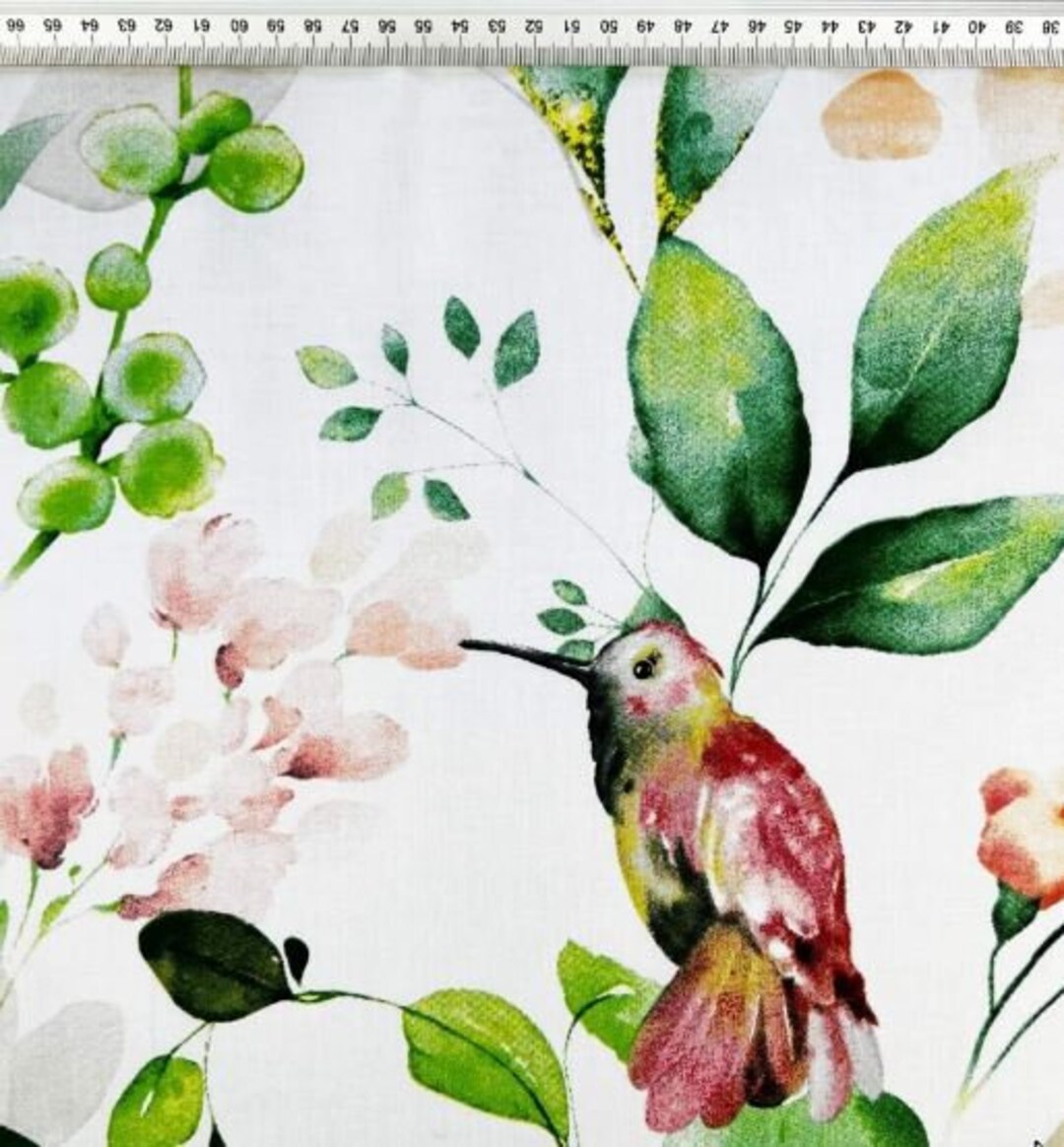 Cotton Fabric Hummingbirds and Flowers 50x80cm Etsy