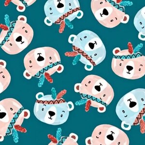 Indian bear heads fabric 50x80 cm