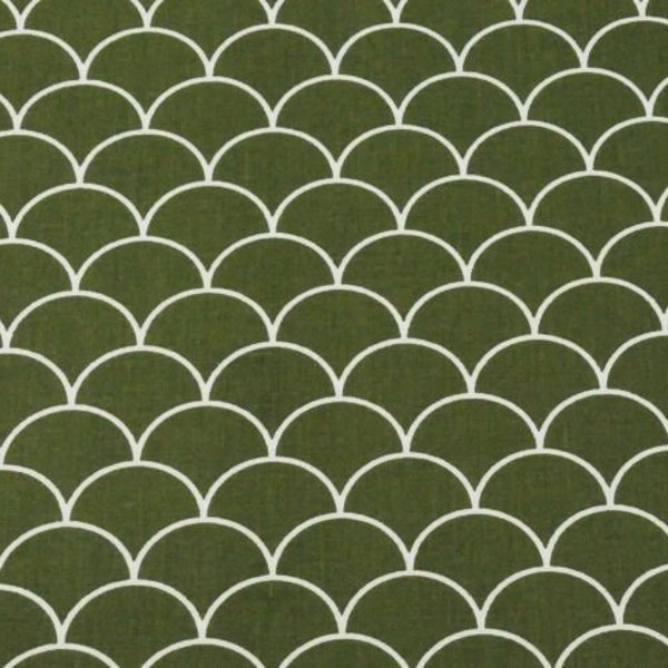 Coupon cotton fabric khaki green fans 50x70cm