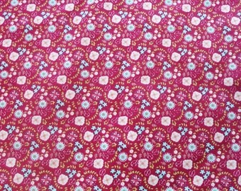 Tissu coton fleurs rose 50x70cm