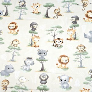 Baby cotton fabric savannah animals 50x80cm