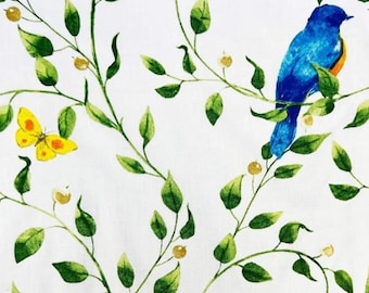 Cotton fabric birds and flowers 50x80cm