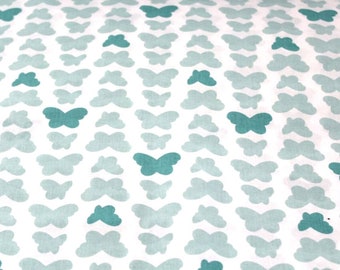 Mint butterflies fabric 50x70cm