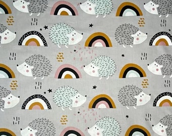 Coupon rainbow fabric and hedgehogs 50x80 cm