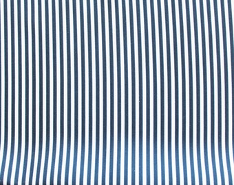 navy and white striped gabardine fabric coupon 50x75cm