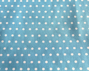 Blue and white polka dot cotton fabric 50x80cm