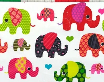 Cotton fabric multicolored elephants 80x50cm