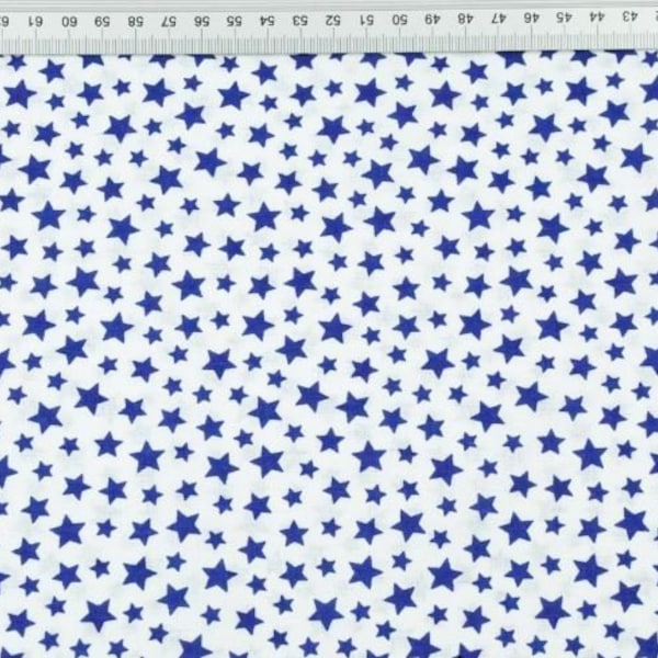 tissu étoiles bleu marine et blanc 50x80 cm