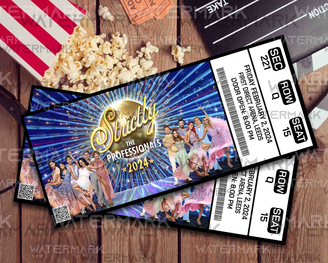 Custom Printable Strictly Come Dancing Ticket Live Tour Show Pass Surprise Gift Reveal Editable