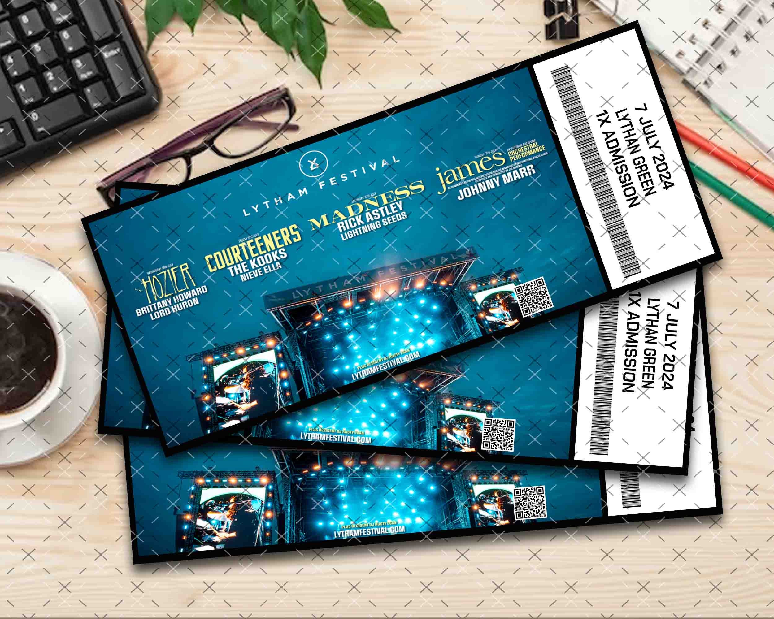 Custom Pass Tickets Custom Printable Lytham Festival Ticket Music Concert Show Pass 2024 ...