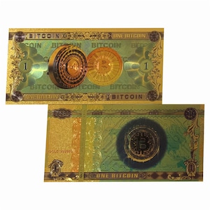 Bitcoin Bank Note - 24 Carat Gold Leaf plated 1 Bitcoin BTC Foil Bank Note