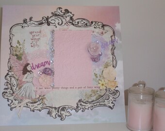 Handmade Scrapbook Page - I just want pretty things and a pair of Fairy Wings