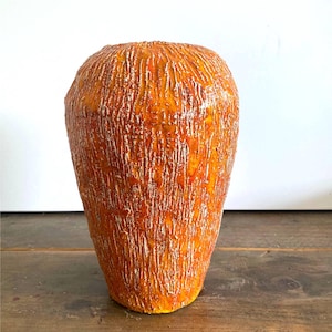 Orange Blue Vase Sculpture Unique Artwork Flower Holder Art Nouveau Abstract Art