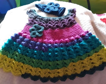 Handmade crocheted baby dress 3-6 months