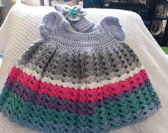 Handmade crocheted baby dress 3-6 months