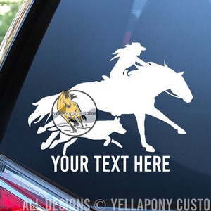 Galloping Horse, Cowgirl, & Dog Decal for Car, Truck, Horse Trailer | Horse and Heeler Sticker, Girl and her Dog Sticker, Dog Window Sticker