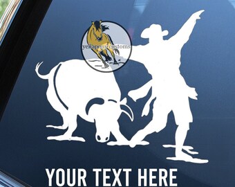Custom Personalized Bull Fighter Decal | Western | Ranch | PBR | Rodeo Clown | Bull Riding Car/Truck/Trailer Sticker