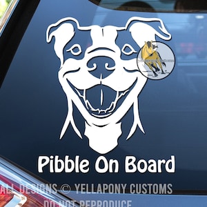 Pibble On Board Permanent Vinyl Window Decal, Gift for Pitbull Lover, Pitbull Dog Sticker for Car, Truck, Laptop, Macbook, Custom