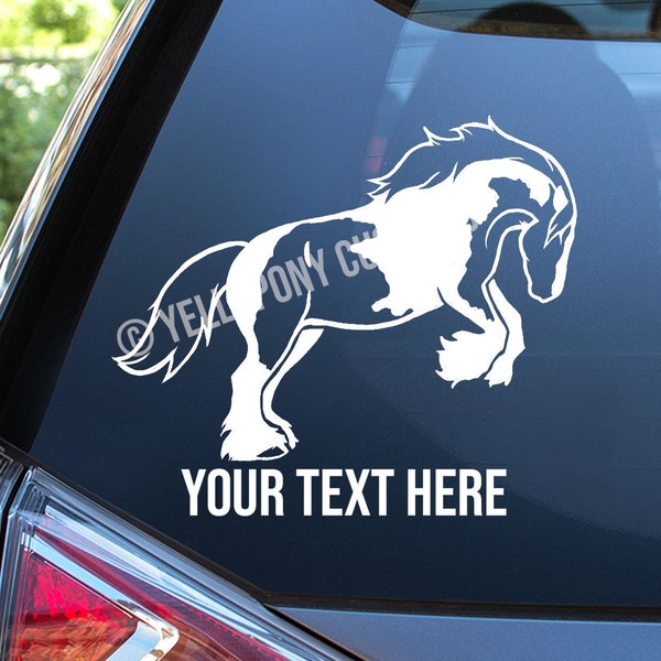 Rearing Gypsy Vanner Horse Decal, Custom Gypsy Vanner Horse Sticker, Gypsy Cob, Drum Horse Decal, Personalized Horse Decal for Horse Trailer