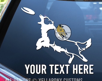 Disc Dog Border Collie Decal | High Quality Vinyl Window Decal for Dog Lovers | Frisbee Dog Sticker | Dog Lover Decal | Car Truck Trailer